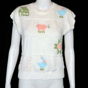 Vintage 80’s Suburban Petites Cottagecore Knit Sweater Fairy Kei Acrylic XS/SM